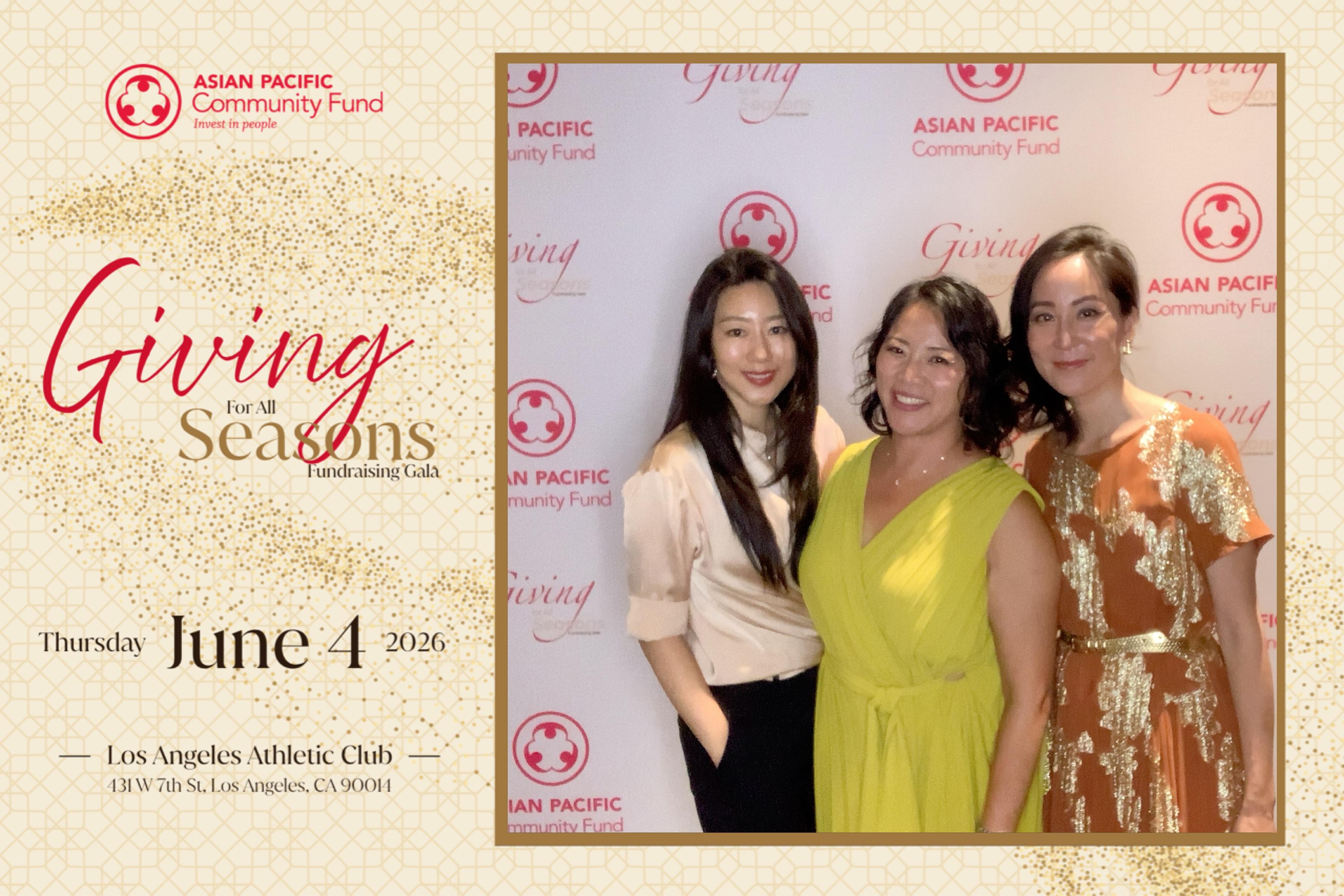 Three women at the Asian Pacific Community Fund Giving Seasons gala